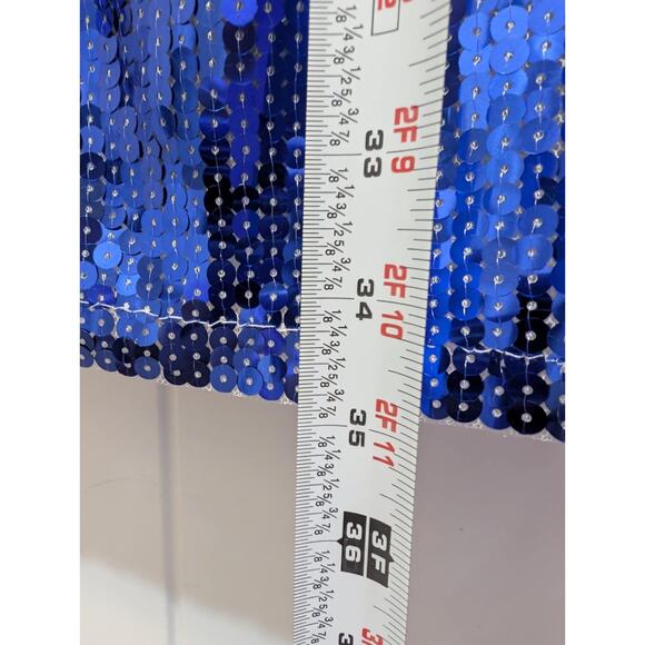 Fashion Nova Blue Sequins Jersey Game Time Party Shirt Dress Size L NWT! - Picture 9 of 10